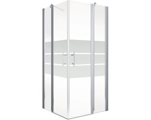 Hoekdouche met helder glas en handgrepen