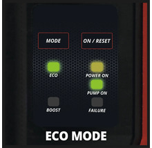 Close-up van het display van het bedieningspaneel voor de ECO-modus met bijbehorende lampjes