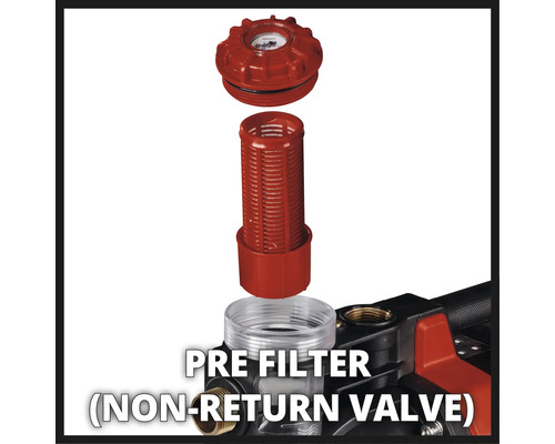 Voorfilter met terugslagklep voor een tuinwaterpomp