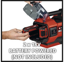 Bovenaanzicht van een acculamp, 2 maal 18 volt, batterijen niet inbegrepen