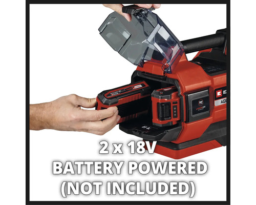 Bovenaanzicht van een acculamp, 2 maal 18 volt, batterijen niet inbegrepen