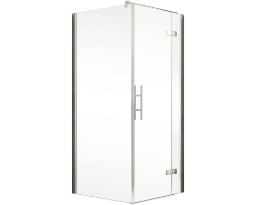 Hoekdouche met glazen deur en handgreep