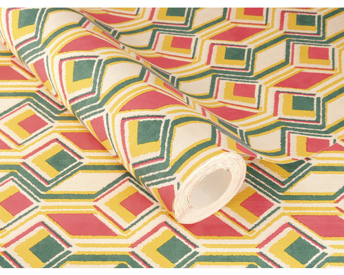 Rol behang met geometrisch patroon van ruiten en vierkanten