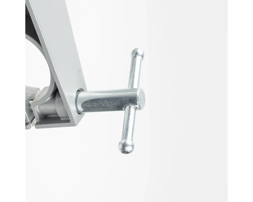 Detail van een bankschroef met handgreep