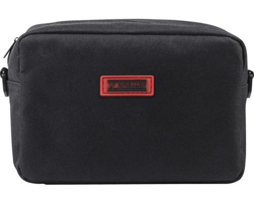 Zwarte toilettas met ritssluiting en logo