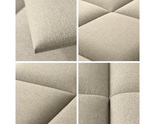 Detailopname van een gecapitonneerde bank met stoffen bekleding