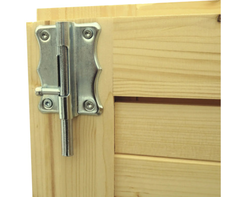 Detailopname van een grendel op een houten deur