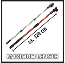 Twee telescopische stelen met een maximale lengte van circa 120 cm.