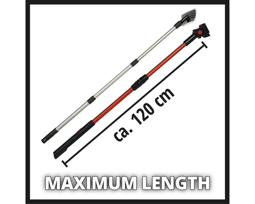 Twee telescopische stelen met een maximale lengte van circa 120 cm.