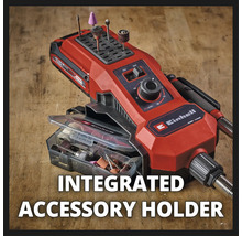 Einhell Logo. Multifunctioneel gereedschap met geïntegreerde accessoirehouder.