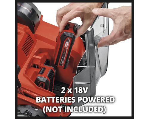 Accu-aangedreven tuinmachine met twee 18-volt batterijen, niet inbegrepen