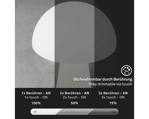 Tafellamp met getrapte dimmer via aanraking