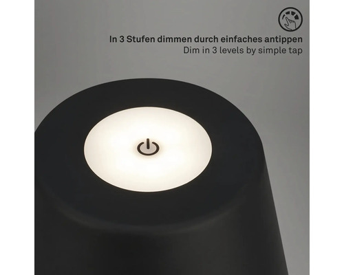 Zwarte tafellamp met dimmerfunctie door simpel aan te raken