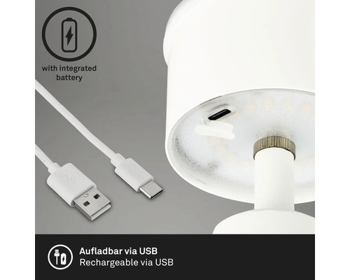 USB-oplaadbare tafellamp met geïntegreerde batterij en USB-kabel