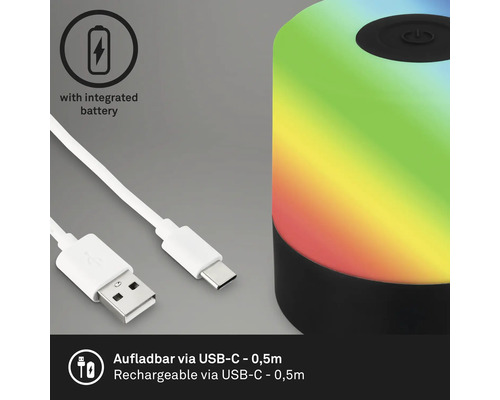 Nachtkastlamp met geïntegreerde batterij en USB-C-oplaadkabel