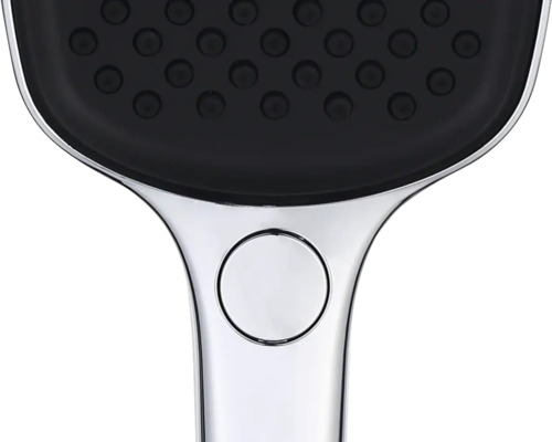 Detailopname van een douchekop met straalsoortomschakelaar