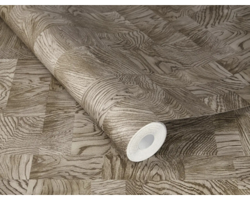 Rol behang met houtlook