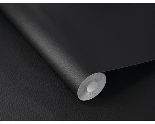 Rol zwarte meubelfolie met leerstructuur