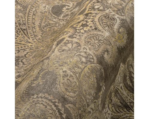 Close-up van een gestructureerd behang met Paisley motief.