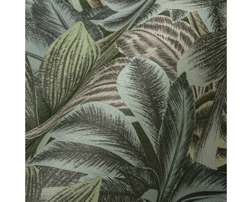 Close-up van een behang met een bladerenpatroon