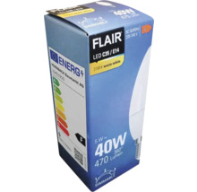 Verpakking van een dimbare Flair LED lamp C35/E14, 40 watt, 470 lumen