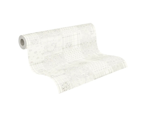 Rol behang met patchworkmotief