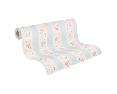 Behangrol met bloemmotief en strepen