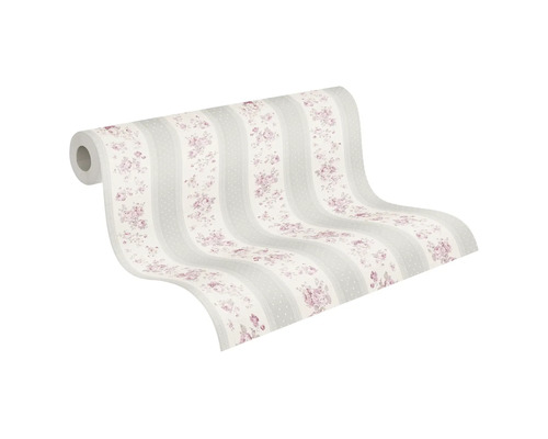 Rol behang met bloemmotief en strepen