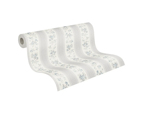 Behangrol met strepen en bloemmotief