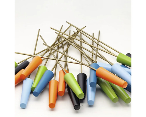 Veelkleurige houten meubelknoppen met gouden staven