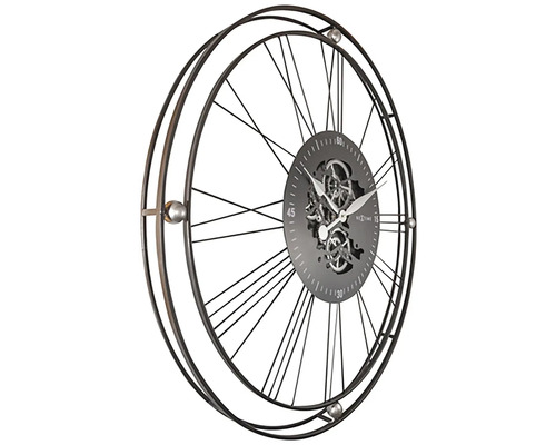 Decoratieve wandklok met open uurwerk en Romeinse cijfers