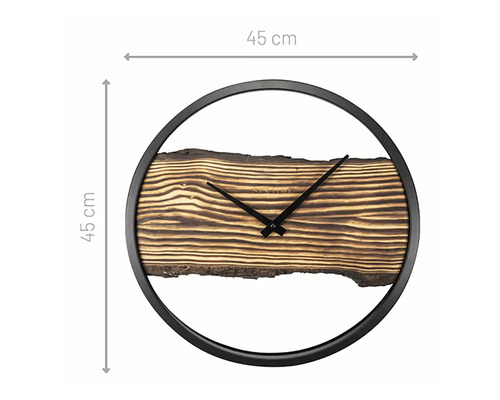 Wandklok met houten schijf en een diameter van 45 cm