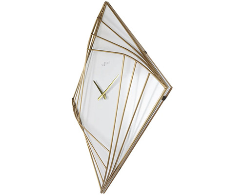 Wandklok met abstracte, gouden metalen stijlen en tijdweergave