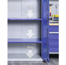 INDUSTRIAL Opbergkastkast 100 cm blauw-grijs (2 deuren, 3 legplanken)-thumb-7