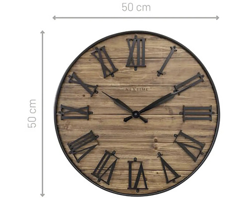 Atmosphera Wandklok/muur klok - Vintage Metal - Dia 50 cm - kunststof