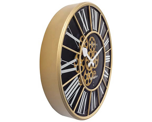 Decoratieve wandklok met Romeinse cijfers en tandradmechanisme