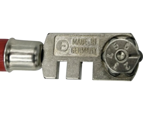 Glassnijder met rood gelakte handgreep en snijwieltjes