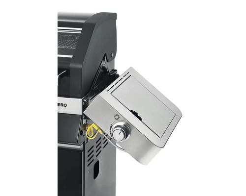 Detailweergave van de zijbrander van een gasbarbecue