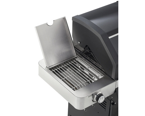 Detailweergave van een gasbarbecue met open zijbrander