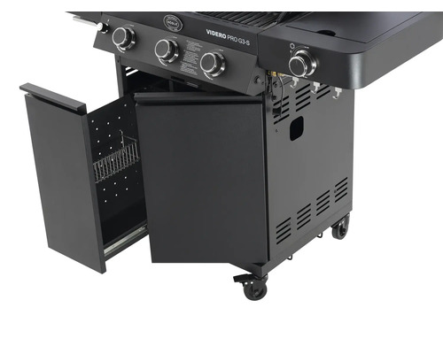 Gasbarbecue met open deur en opbergruimte