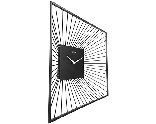 Wandklok met vierkant design en radiale lijnen