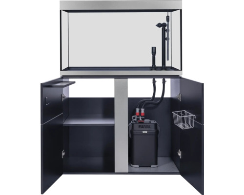 Aquarium met onderkast en open deuren