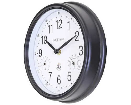 Analoge wandklok met thermometer en hygrometer
