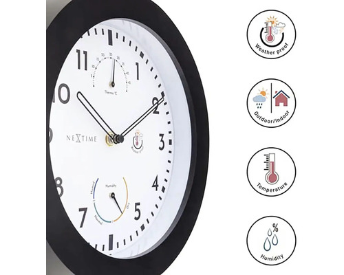 Wandklok met thermometer- en hygrometerweergave