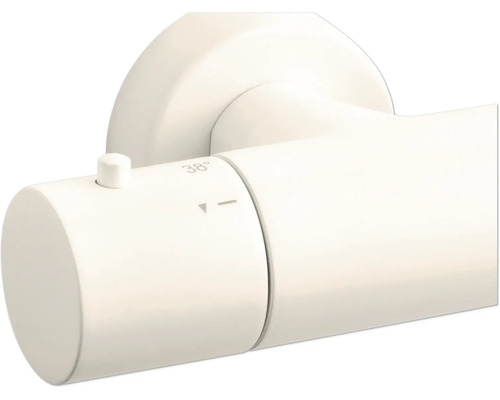 Detailaanzicht van een thermostatische mengkraan met een veiligheidsblokkering van 38 graden