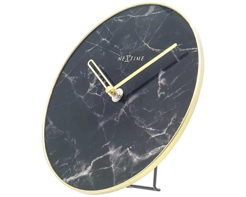 Nextime tafelklok met marmerstructuur en gouden wijzers