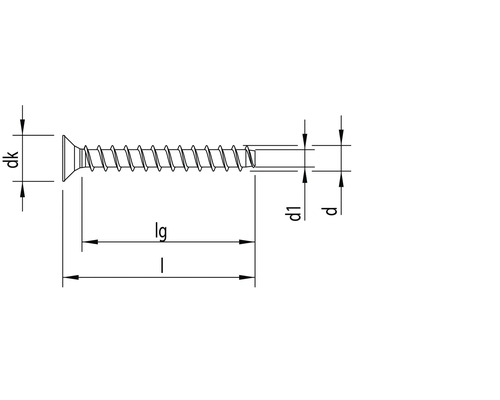 Technische tekening van een schroef met maatvoering