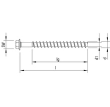 Technische tekening van een schroef met afmetingsgegevens