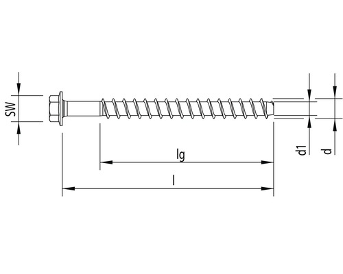 Technische tekening van een schroef met afmetingsgegevens