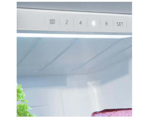 Interieur van een koelkast met temperatuurregelaar